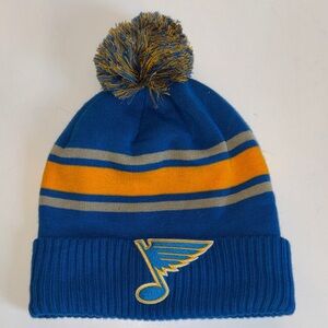Fanatics Blue and Gold Striped Beanie with Pom Pom